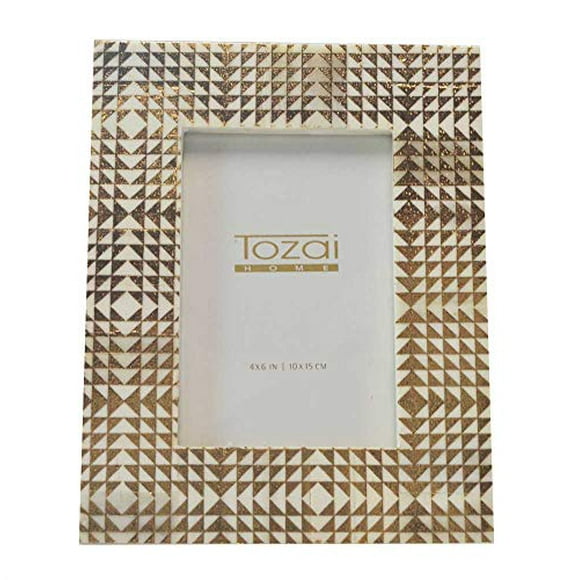 4 x 6 & 5 x 7 Tozai Home Set of 2 White Python Photo Frames with Gold Edge 4 x 6 & 5 x 7 Tozai Home Set of 2 White Python Photo Frames with Gold Edge